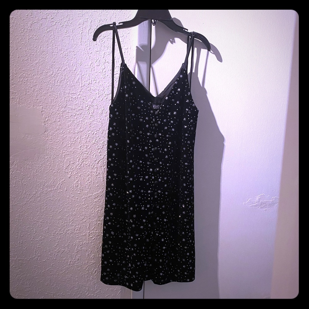 Topshop black velvet snowflake dress NWT size 2
